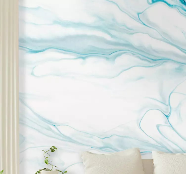 Flowing blue waves wall decal for living room - TenStickers