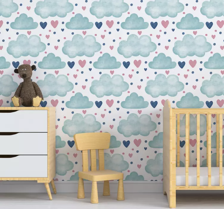 Fluffy Cloud Hearts wall sticker for kid - TenStickers