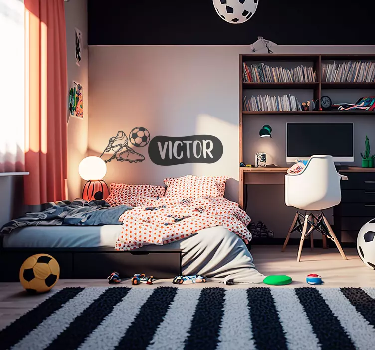 Football custom name headboard sticker - TenStickers