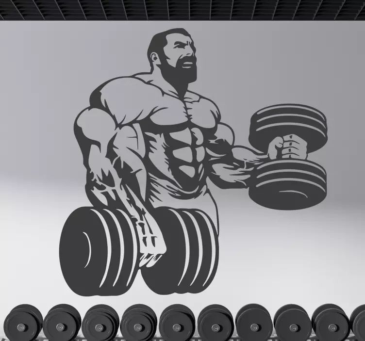 Football wall sticker muscular weightlifting figure - TenStickers