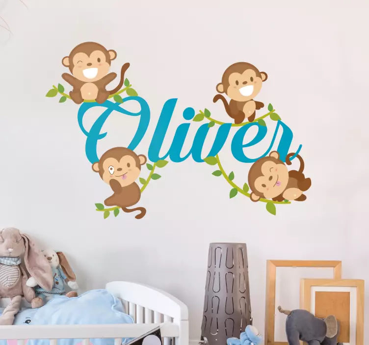 Four funny monkeys children's room sticker - TenStickers