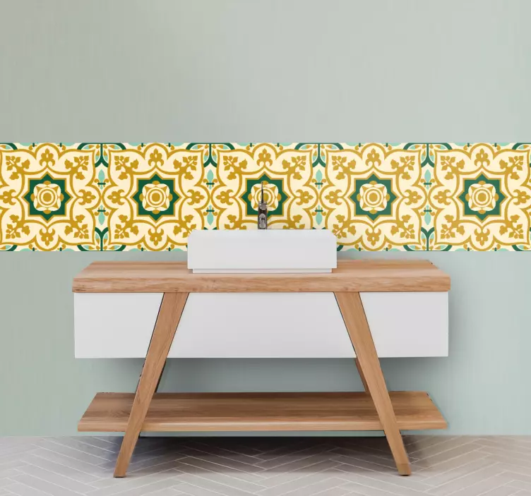 Geometric floral motif tile sticker - TenStickers