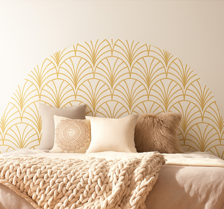 Geometric golden fans wall decal for bedroom - TenStickers
