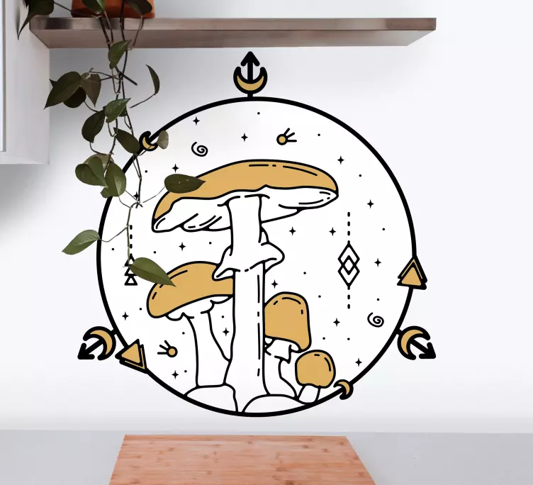 Geometric mushroom monoline design sticker - TenStickers