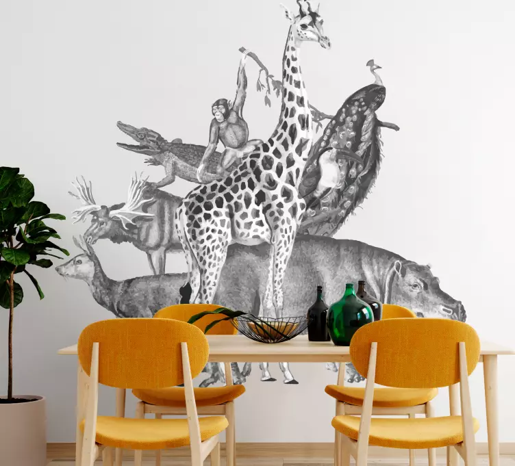 Gray savannah collection wild animal sticker - TenStickers