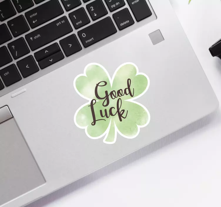 Good Luck Clover Laptop Sticker - TenStickers