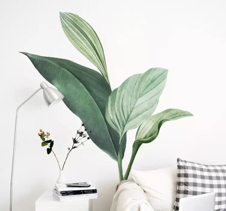 Green drawn tropical leafs plant wall sticker - TenStickers