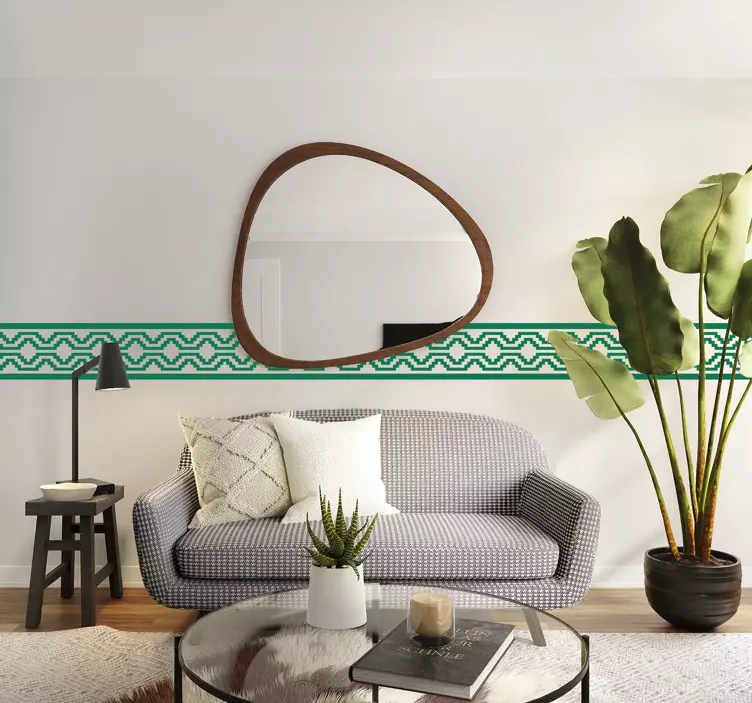 Green geometric form wall decal for living room - TenStickers