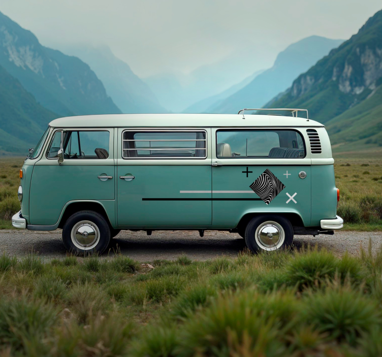 Grey stripes camper decal - TenStickers