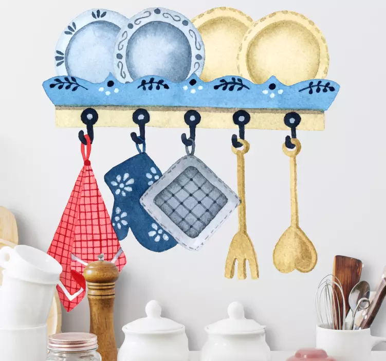 Hanging Kitchen Utensils cuisine wall sticker - TenStickers