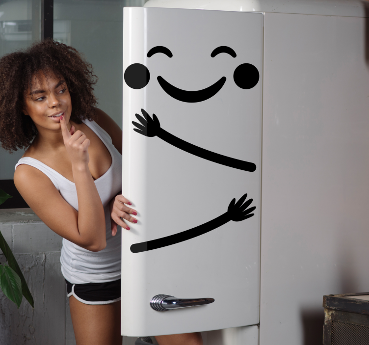 Happy emoji satiated fridge sticker - TenStickers