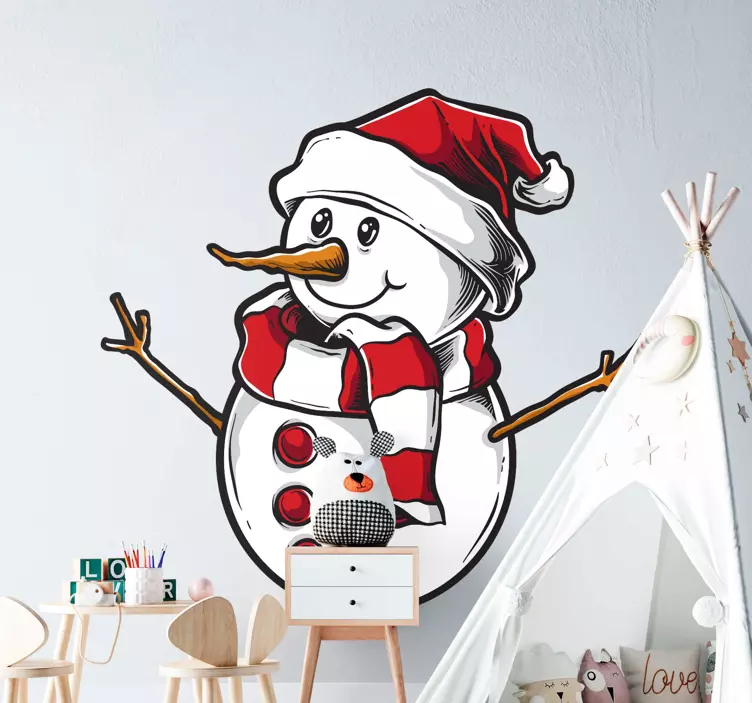 Happy snowman christmas sticker - TenStickers
