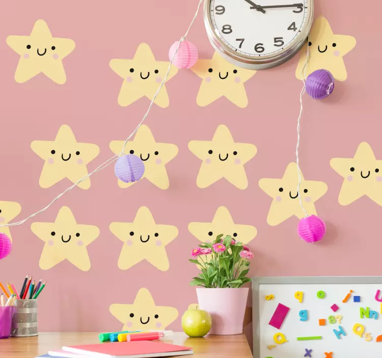 Happy Star Faces wall sticker for kid - TenStickers