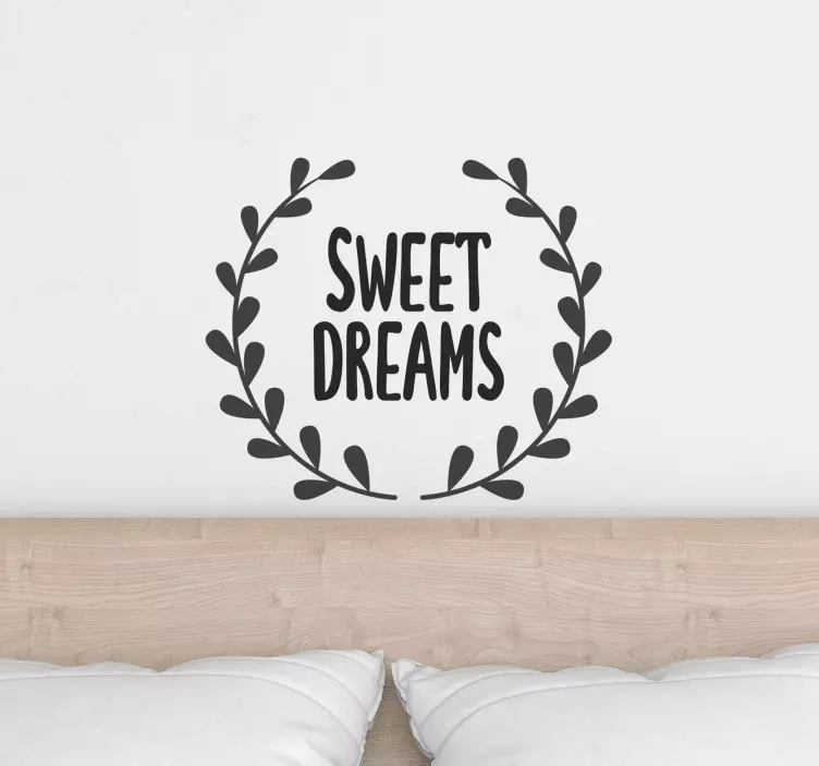 Headboard wall sticker dreamy delights quote - TenStickers