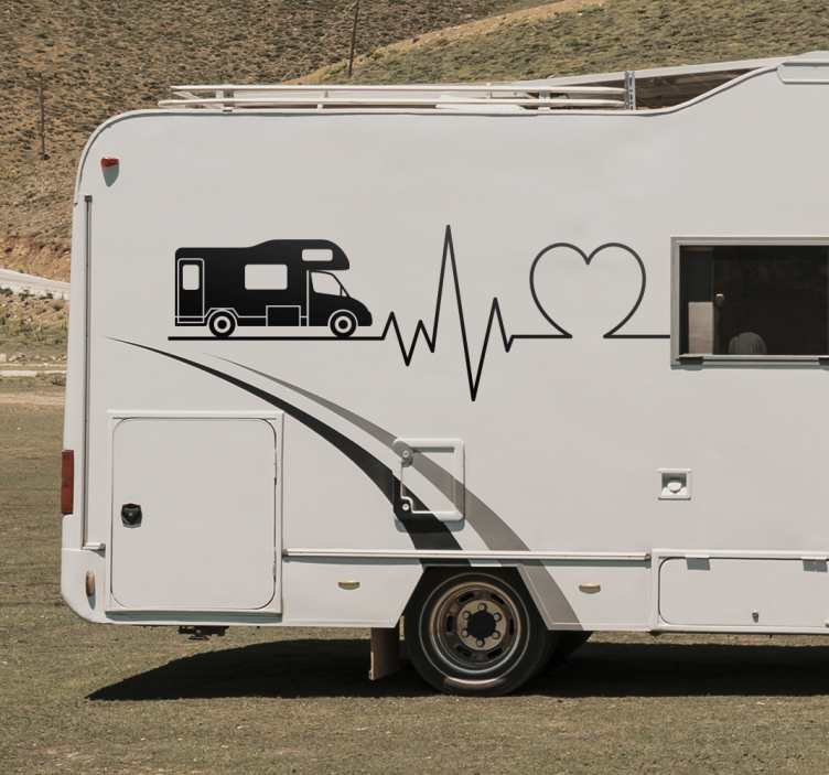 Heartbeat camper decal - TenStickers