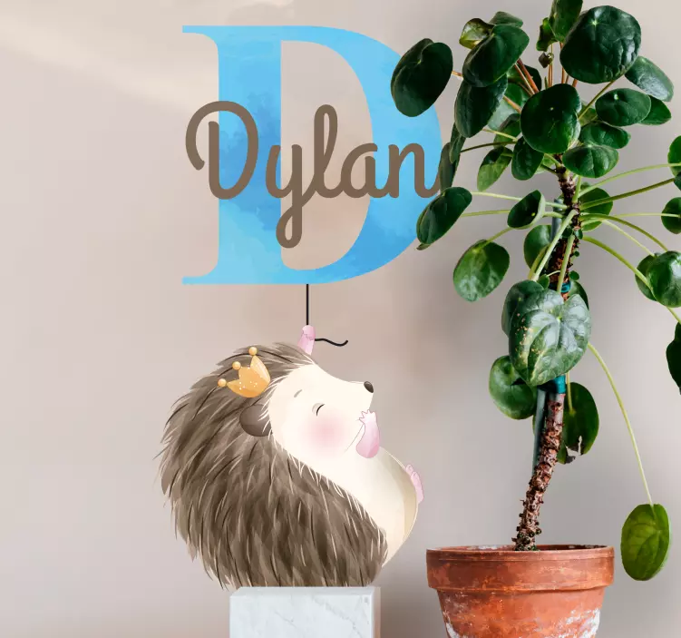 Hedgehog Personalized Name wall sticker for kid - TenStickers