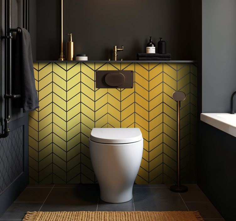 Herringbone gold wall decal for bathroom - TenStickers
