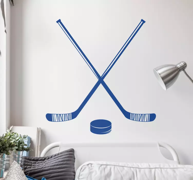 Hockey Sticks and Puck Home Wall Sticker - TenStickers