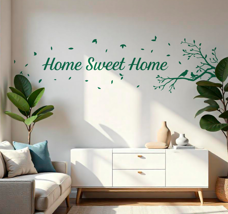 Home sweet home with leaves wall decal - TenStickers