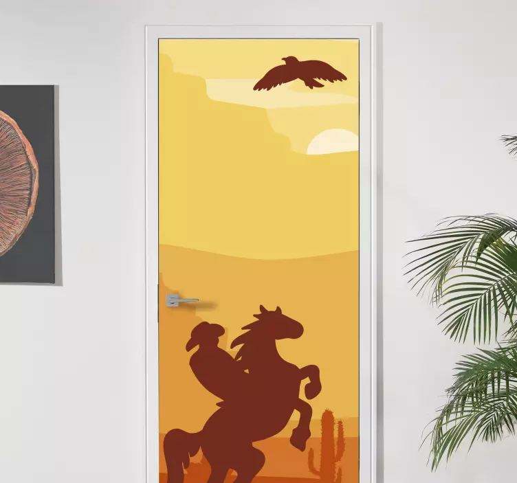 Horse Riding Silhouette door sticker - TenStickers