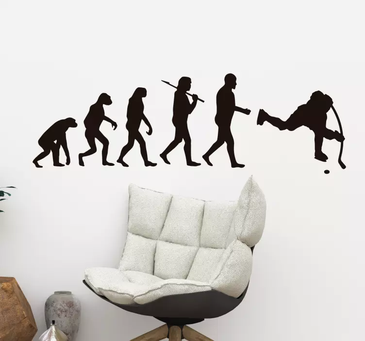 Human evolution ice hockey wall decal - TenStickers