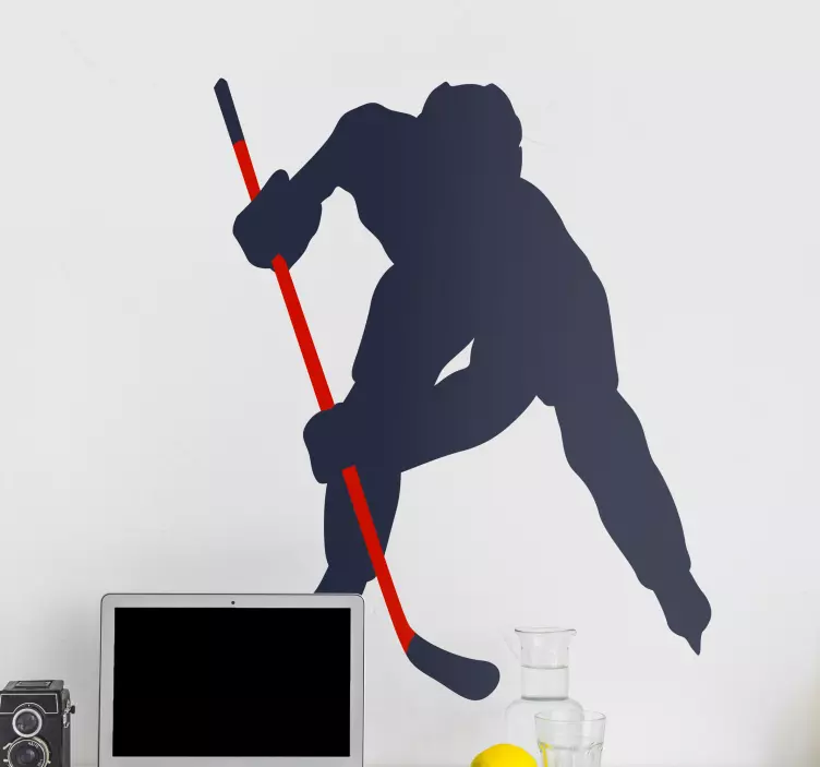 Ice Hockey player silhouette wall decal - TenStickers