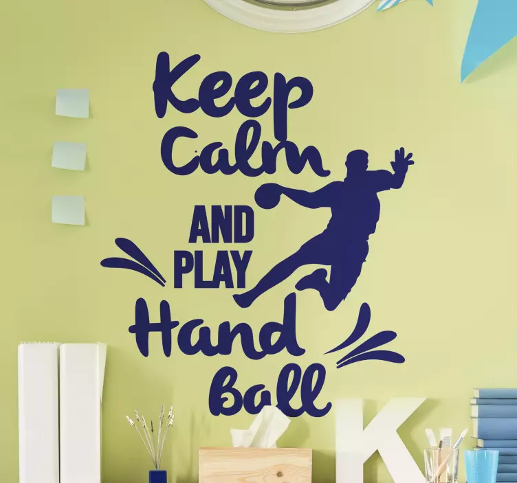 Keep Calm Play Hand Ball football wall sticker - TenStickers