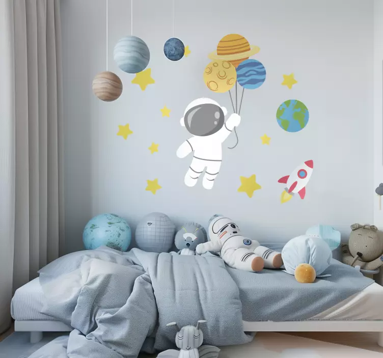 Kids astronaut space wall sticker - TenStickers