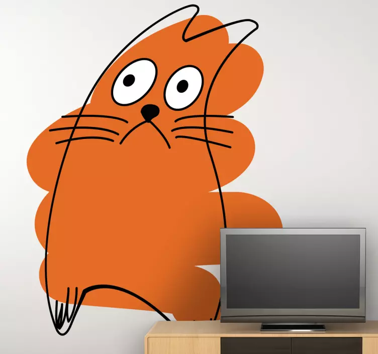 Kids Orange Cat Stroke Wall Sticker - TenStickers