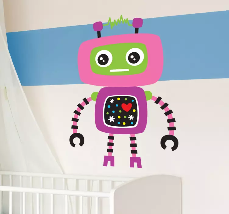 Kids Pink Robot Wall Sticker - TenStickers