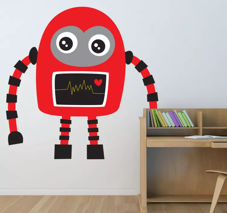 Kids Red and Black Robot Decal - TenStickers