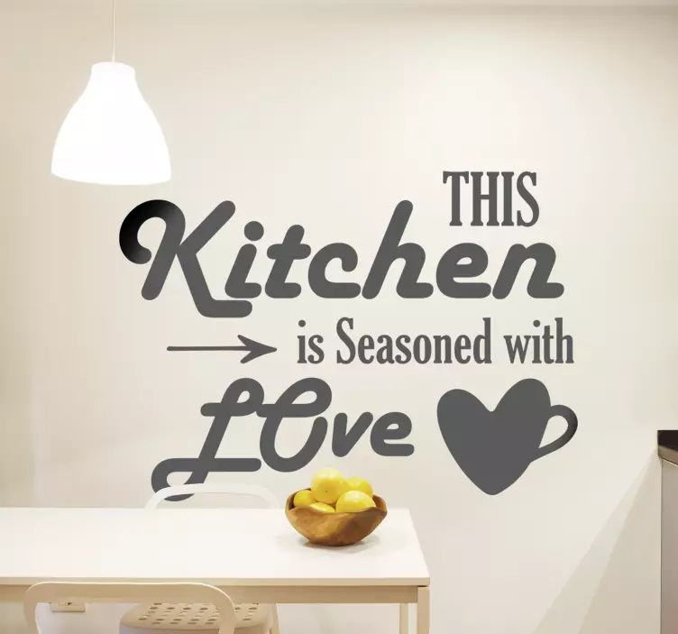KITCHEN IS SEASONED WITH LOVE cuisine wall sticker - TenStickers