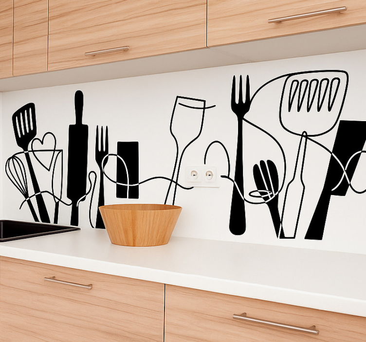 Kitchen tools arranged kitchen wall sticker - TenStickers