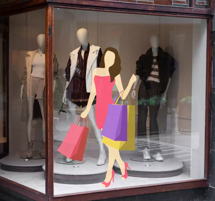Lady Shopping Wall Sticker - TenStickers
