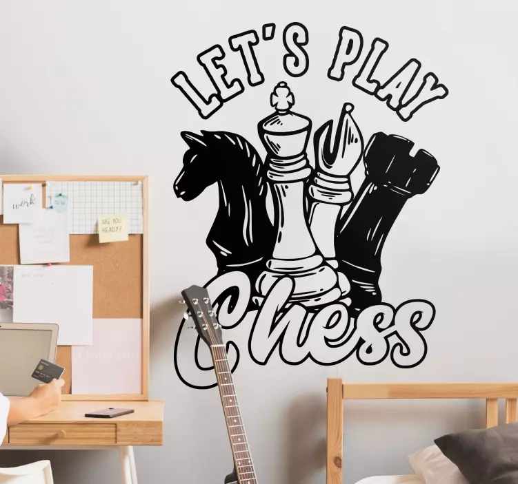Lets play chess design wall vinyl sticker - TenStickers