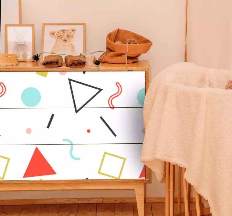 Furniture sticker with vibrant geometric designs - TenStickers