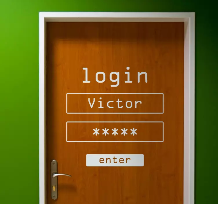 Login and name entrance text door sticker - TenStickers