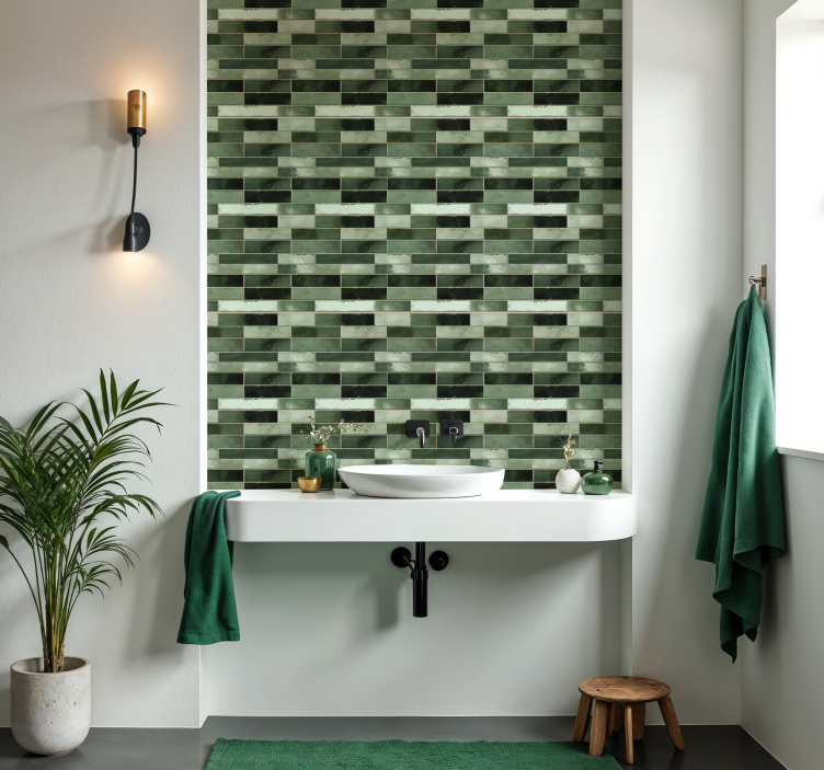 Long green wall decal for bathroom - TenStickers