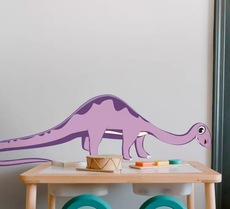 Long neck purple dinosaur kids bedroom sticker - TenStickers