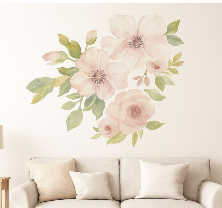 Magnolia in Watercolour wall decal for living room - TenStickers