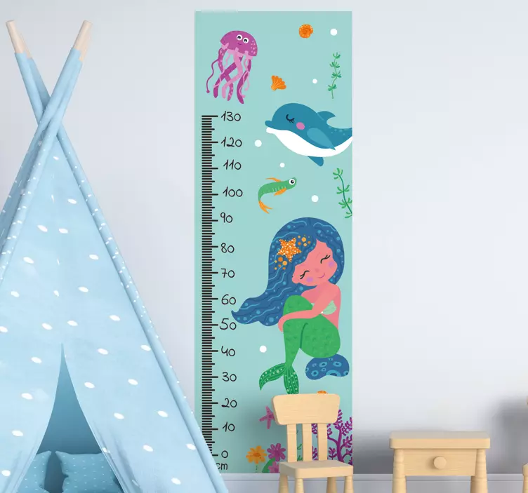 Mermaid Growth Chart height chart wall sticker - TenStickers