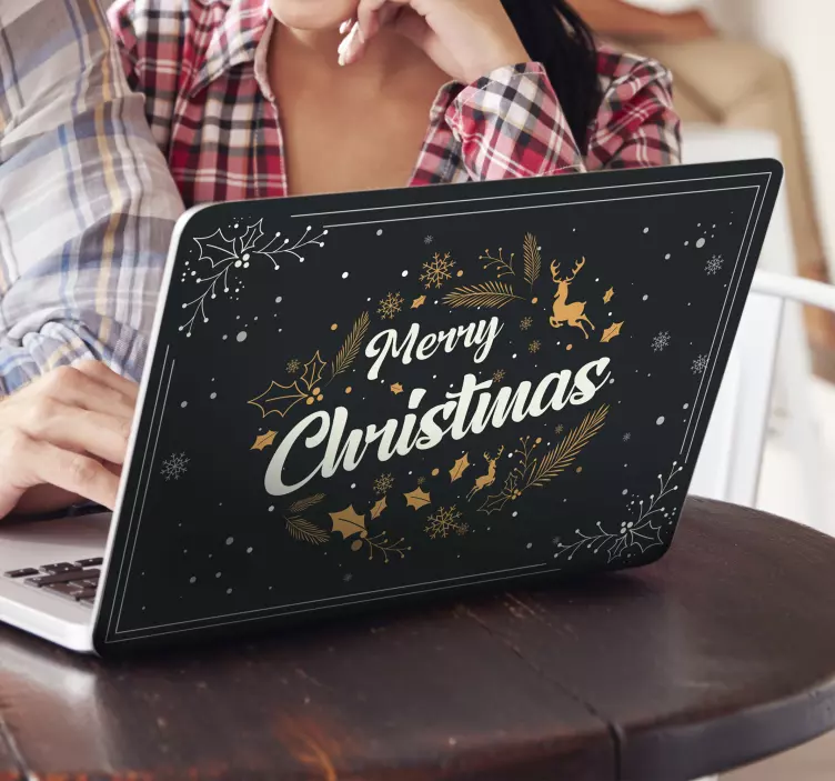 Merry Christmas Greetings laptop skin - TenStickers
