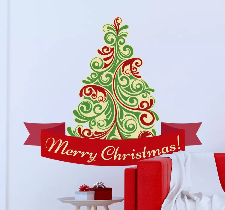 Merry Christmas tree christmas sticker - TenStickers