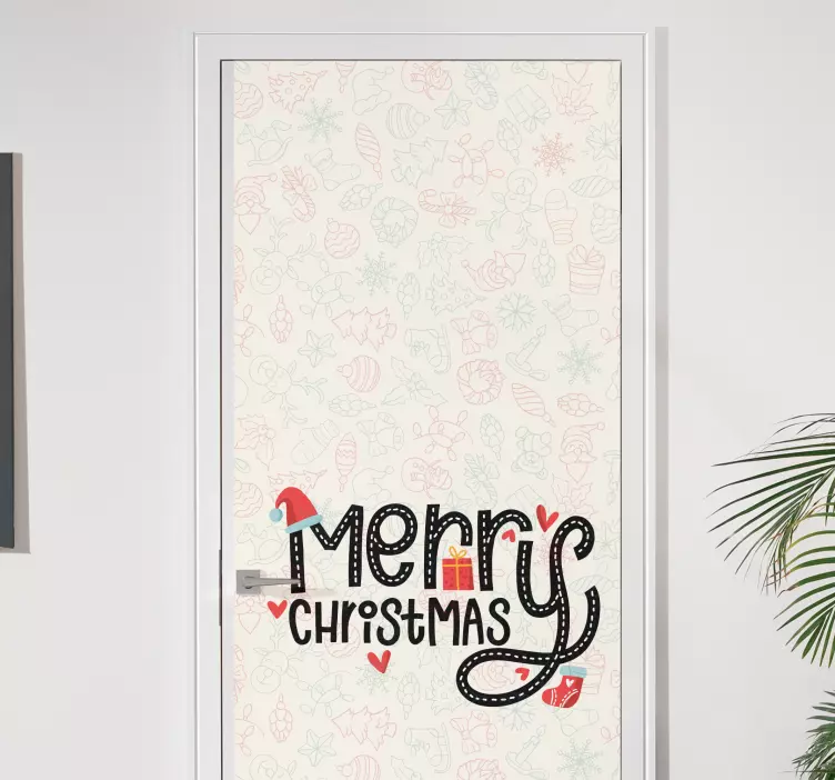 Merry festive greetings door sticker - TenStickers