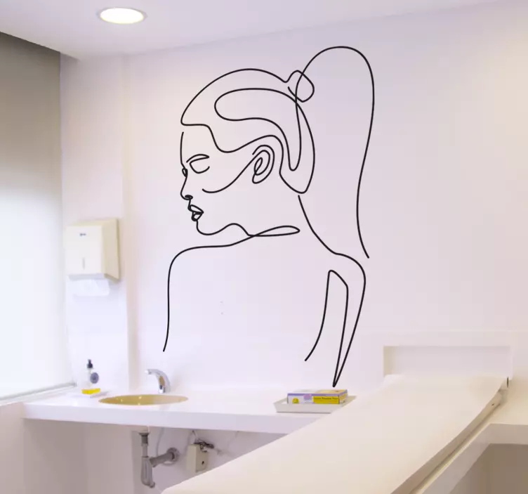 Minimalist Woman Profile character sticker - TenStickers