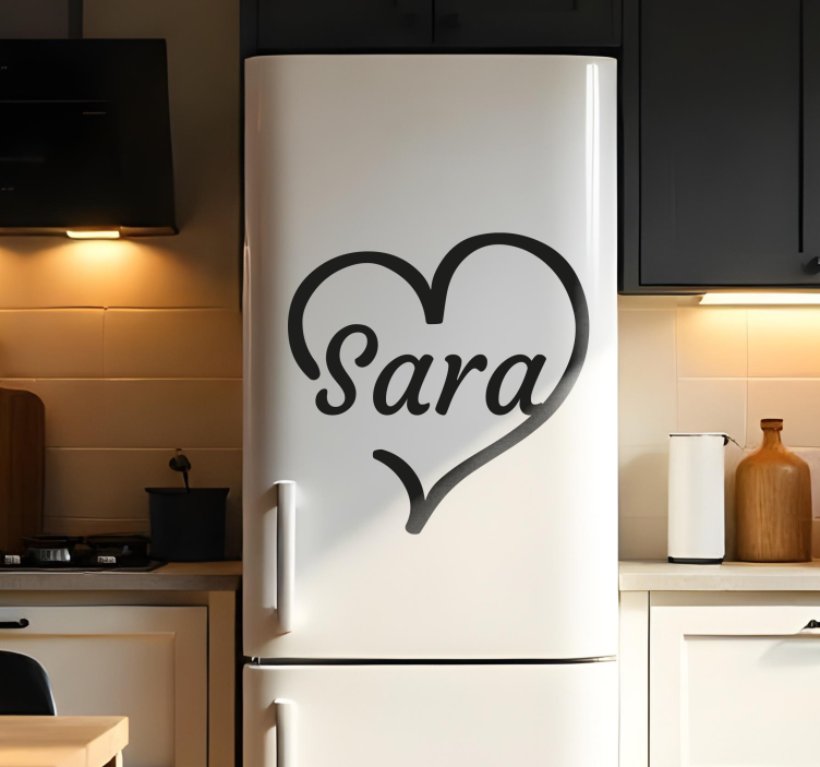 monocolor heart with your name  fridge sticker - TenStickers