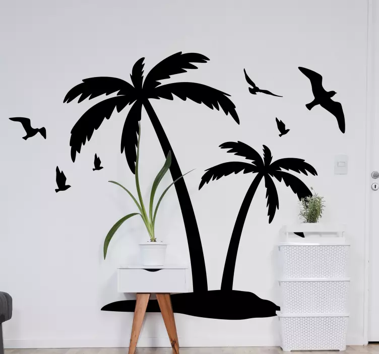 Monocolor palms with trees  wall sticker - TenStickers