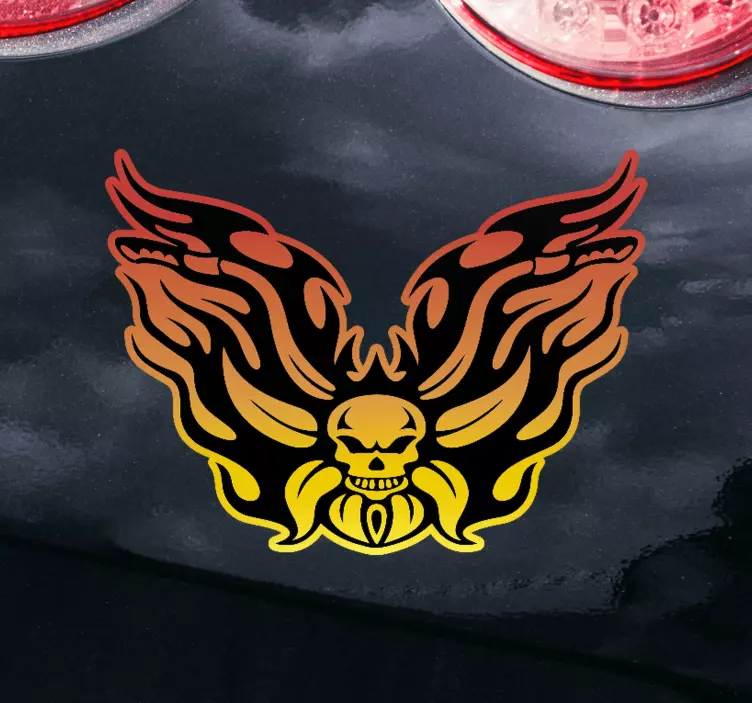 Motorcycle decals flaming skull wings - TenStickers