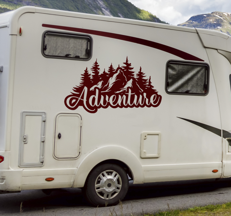 Mountain adventure camper decal - TenStickers