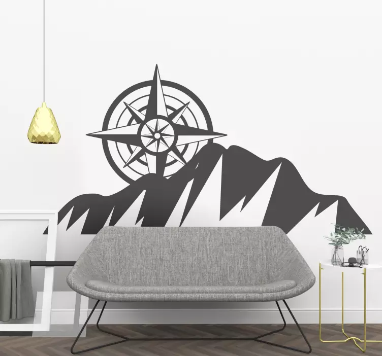 Mountain Compass Design nature wall sticker - TenStickers